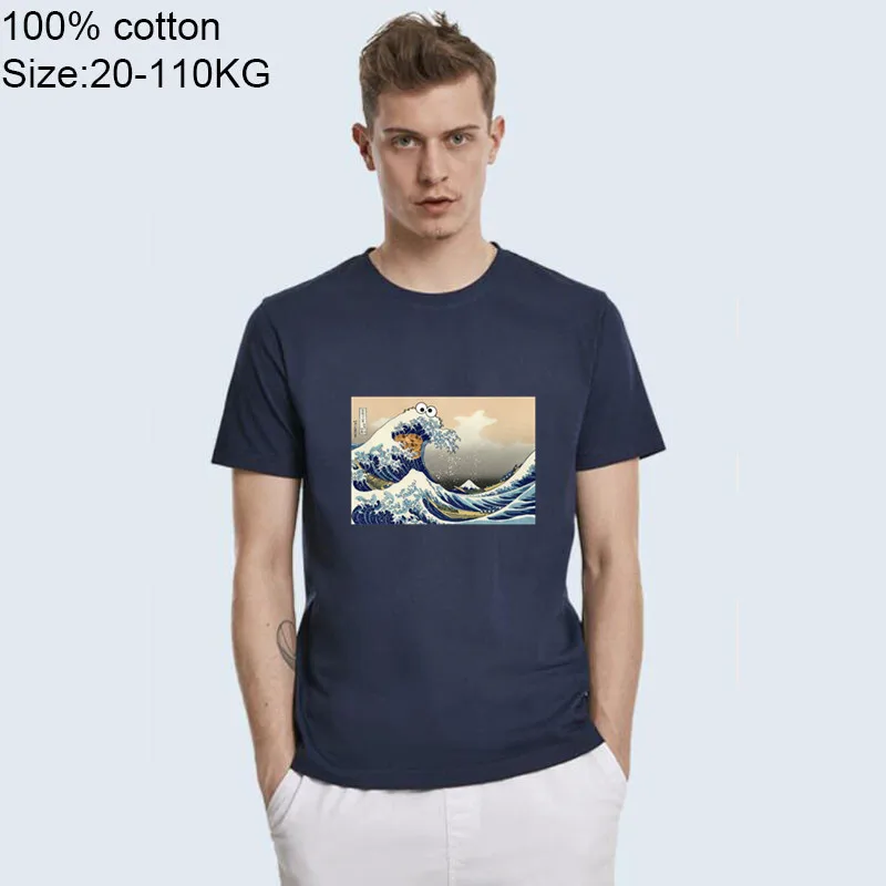 Cookie Monster T-Shirts Sjove Japansk Cookie Stor Wave Off Kanagawa T-Shirts Herre Trykt t-Shirt Kort Ærme 4xl T-shirts