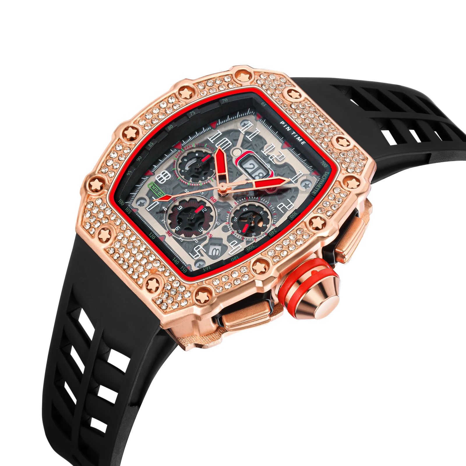Cool Sport Watch Mænd Kronograf Diamant Hip Hop Mens Wacthes Top Mærke Luksus Militære Gold Armbåndsur Reloj Relogio Masculino