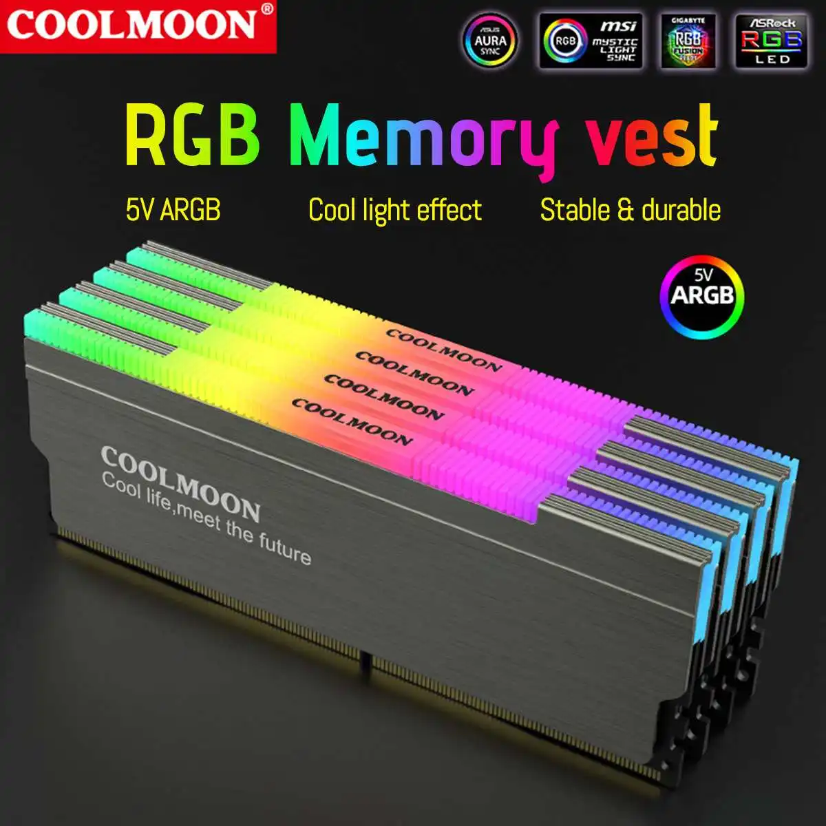COOLMOON Køligere køleplade ARGB RAM Bortledning af Varmen Spreder Køligere Hukommelse Køling Vest RGB-Lys, der for Desktop-Computer PC ARGB