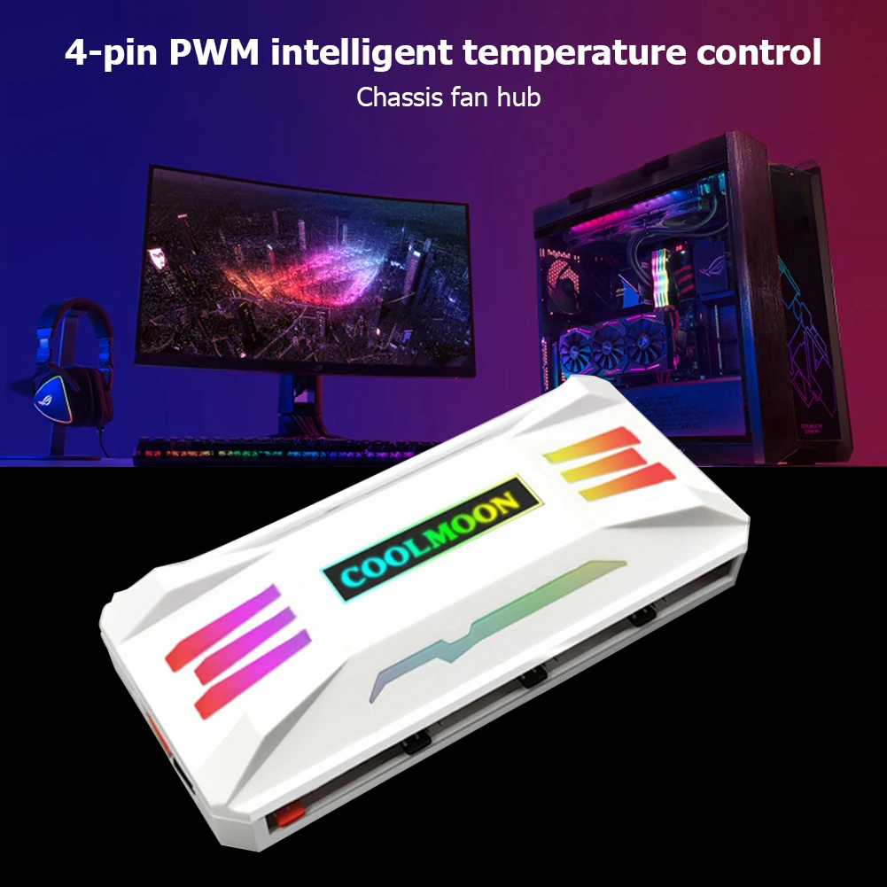 COOLMOON RGB Controller 4Pin PWM 5V 3Pin ARGB Fan PC Tilfældet Fjernbetjening Chassis Control Smart Intelligent Fjernstyring af RGB Controller