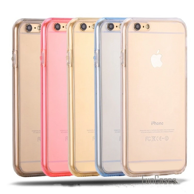 Cover til iPhone 7 7 Plus 6 6S Plu 5 5S SE (Front+bagcover Gel-Serien), Anti-banke Stødsikkert TPU 360 graders Klar Krystal Blød