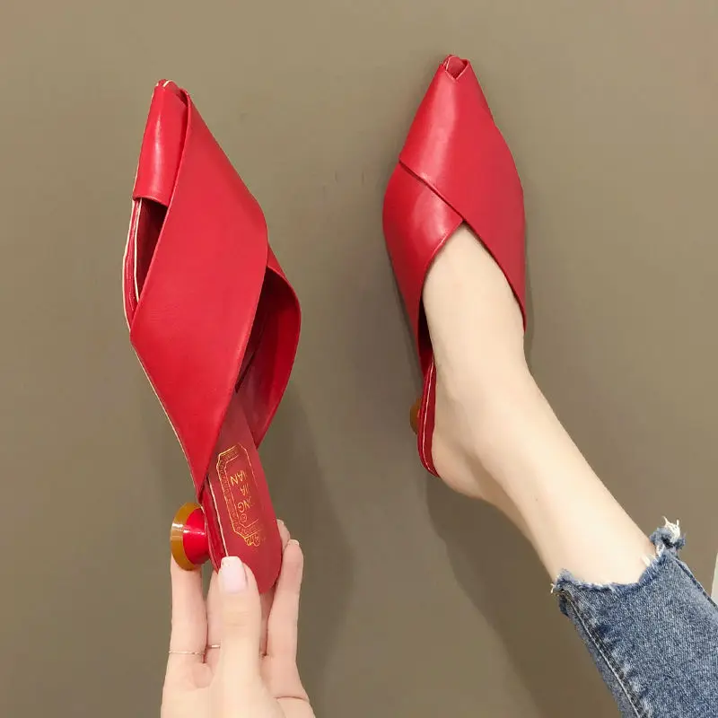 Cresfimix kvinder spids tå rød pu læder-høj hæl sko til sommer lady party & night club black pumper shoes dama a6289