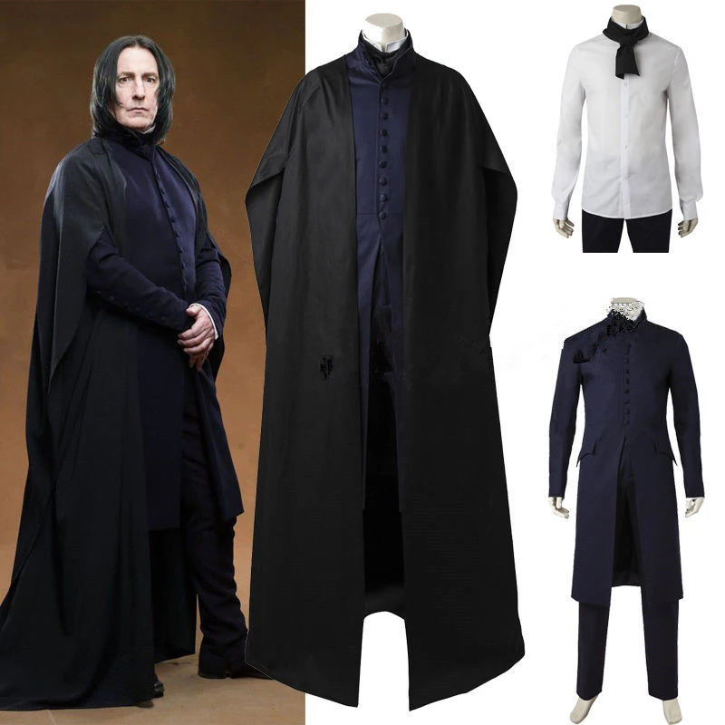 Custom Made Nye Ankomst Komplet Sæt Professor Severus Snape Cosplay Kostume Halloween, Karneval Sort Kappe Kappe Uniformer