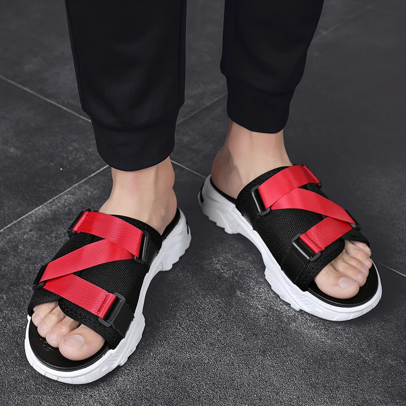 CYYTL Høj Kvalitet, Nyt Design Mænds mode Sommeren Tøfler Hot Solid Farve Læder Flade sandaler Casual Patchwork Klip-Klappere