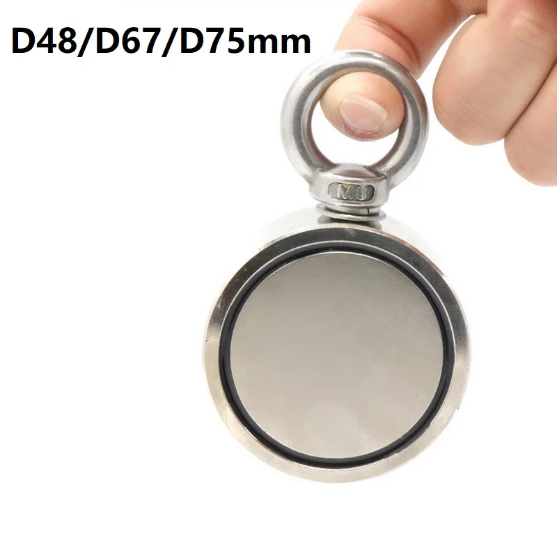D48/D67/D75 Dobbelt Side Super Stærk Redde Magnet Gryde Med Øjebolt For At Fiske Og Hente Permanent Stærke NdFeB Magneter
