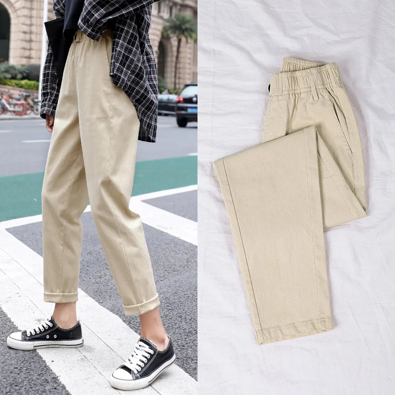 Dame Lige, Casual Bukser, Mode Overalls Koreanske Høj Talje Harem Bukser Løs Elastik I Taljen Plus Size Bukser Kvinder Bukser