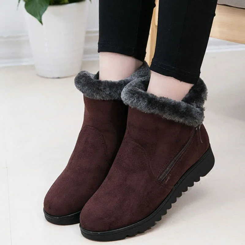 Dame Støvler-Wedge-platform sne støvler kvinder, tykke bløde lynlås skridsikker vinter sko størrelse 35-41