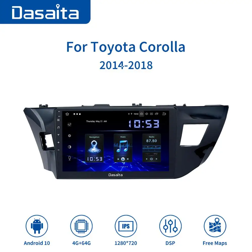 Dasaita Car Multimedia Android 10,0 til Toyota Corolla Radio 2016 TDA7850 10.2