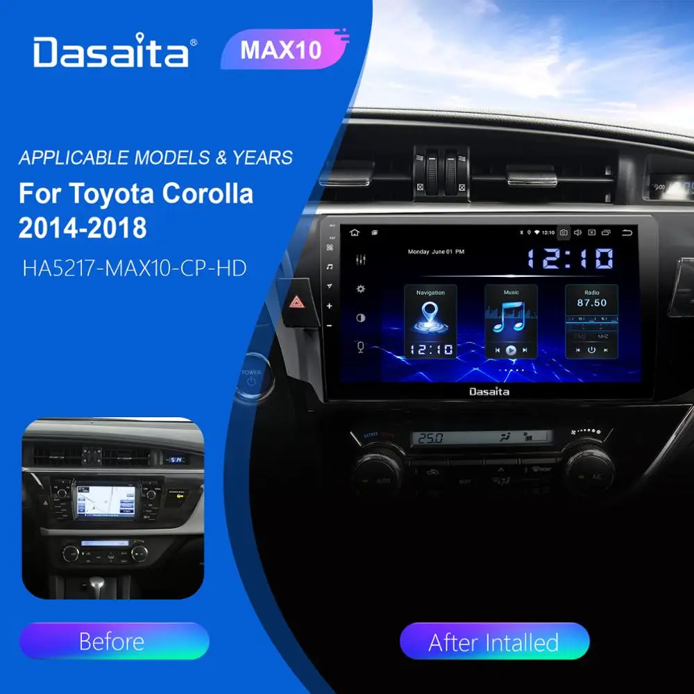 Dasaita Car Multimedia Android 10,0 til Toyota Corolla Radio 2016 TDA7850 10.2