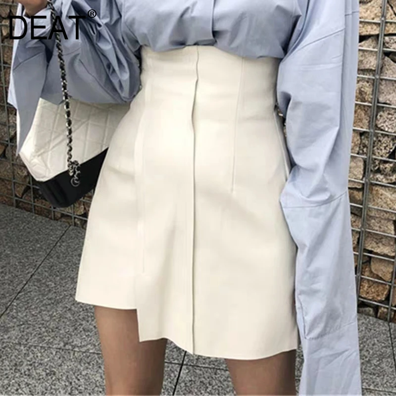 DEAT 2021 kvinder korea stilarter høj talje foråret og sommeren mode pige halfbody nederdel kvindelige mini længde WL23601XXL