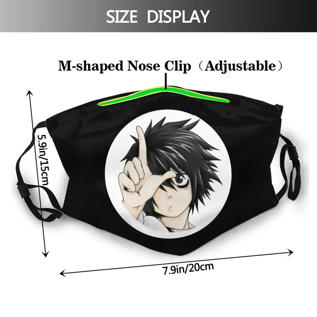 Death Note Munden ansigtsmaske Død Venligst Taber ansigtsmaske med 2 Filtre Smuk Voksen Polyester Maske