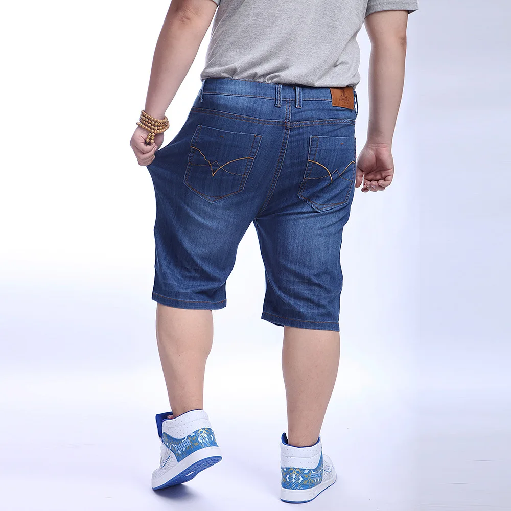 Denim Shorts Mænd Tynd Sommer Strække Højtaljede Plus Size Jeans Mærke Stor 46 48 50 52 Mandlige Korte Herre Classic-Elastiske Bukser