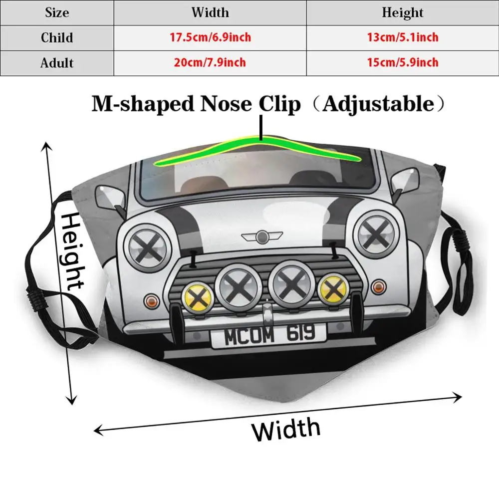 Design-Ikoner : Britiske M1N1 C00Per 1300 Print Vaskbart Filter Anti Støv Munden Maske Bil Bil-Art Tegning Biler Rally Rallye Lys