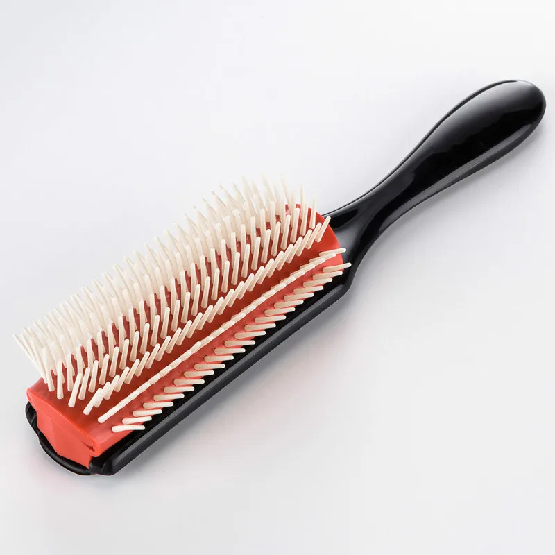 Detangle Hair brush 2pc Anti-statisk 9 Rækker Hår Børste + Dobbeltsidet Hår Kam Salon Frisør Lige Curly Hårbørste