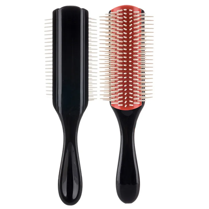 Detangle Hair brush 2pc Anti-statisk 9 Rækker Hår Børste + Dobbeltsidet Hår Kam Salon Frisør Lige Curly Hårbørste