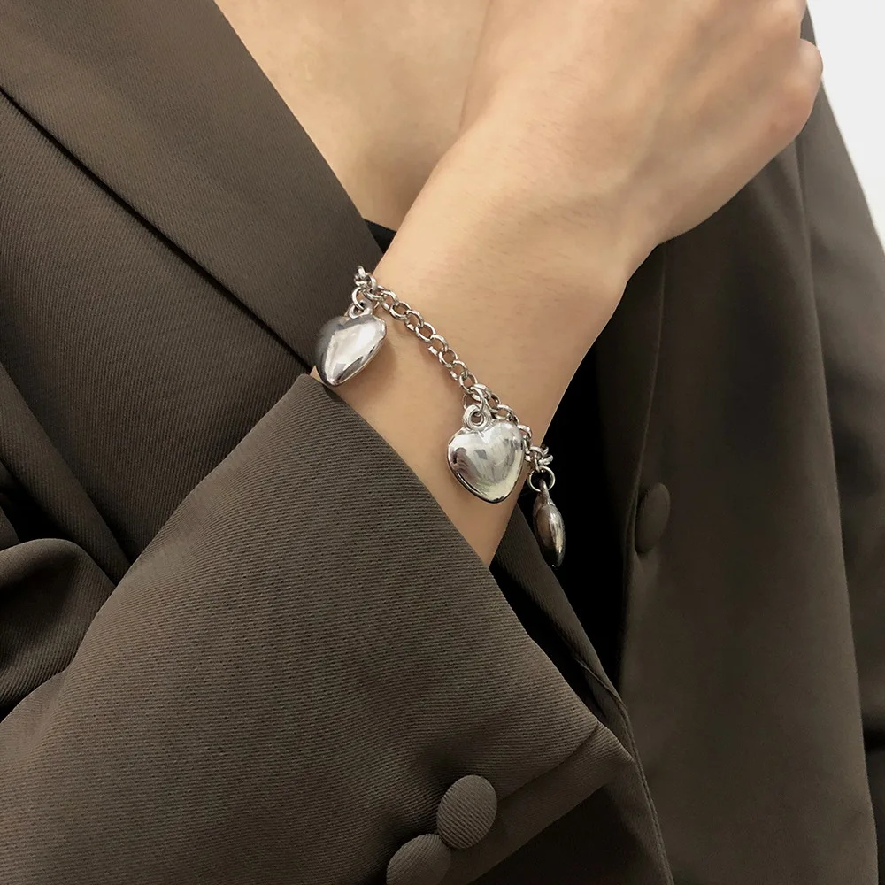 DIEZI Elegante Mode Guld Sølvfarvet Kæde Armbånd Til Kvinder, Damer Simpel Metal Heart Charm Bracelet Kvindelige Piger Smykker
