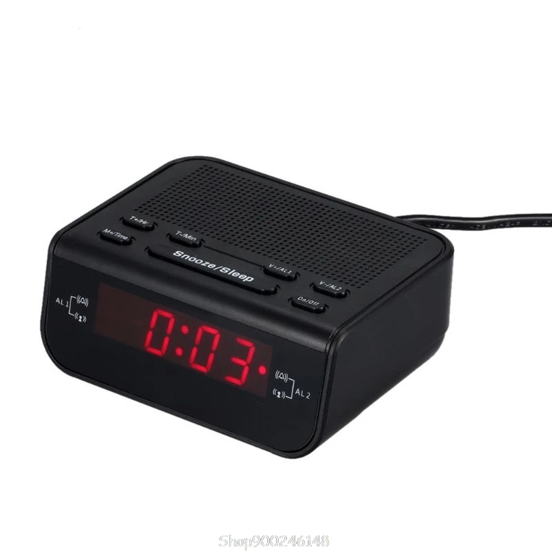 Digital FM Radio med Ur Med Dobbelt Alarm Sleep-Timeren LED Rød Tiden Vise SZ O08 20 Dropship