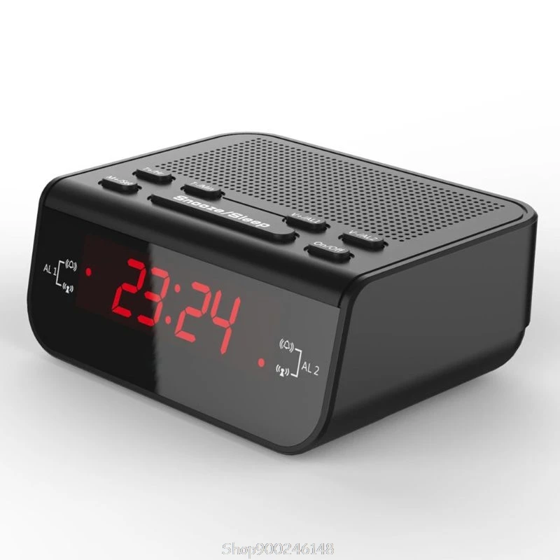 Digital FM Radio med Ur Med Dobbelt Alarm Sleep-Timeren LED Rød Tiden Vise SZ O08 20 Dropship