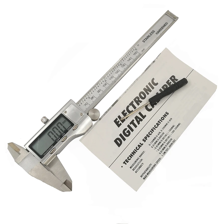 Digital vernier caliper Rustfrit stål tykkelse 0-150MM 6 inch 0,01 mm digital display elektronisk hersker længde måling af værktøjer