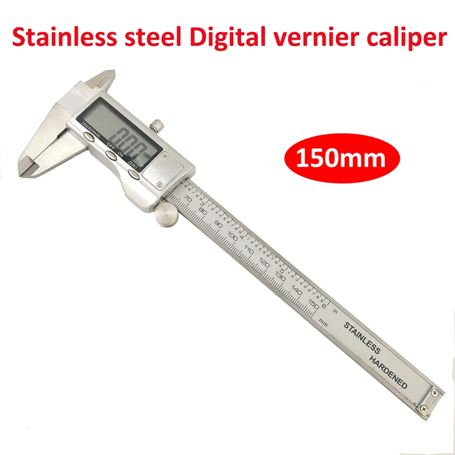 Digital vernier caliper Rustfrit stål tykkelse 0-150MM 6 inch 0,01 mm digital display elektronisk hersker længde måling af værktøjer