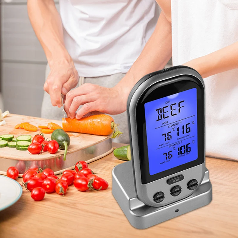 Digitale Trådløse Ovn Termometer, Kød, BBQ-Griller Fødevarer Dual Probe Køkken Termometer Madlavning Værktøjer Med Timer Alarm