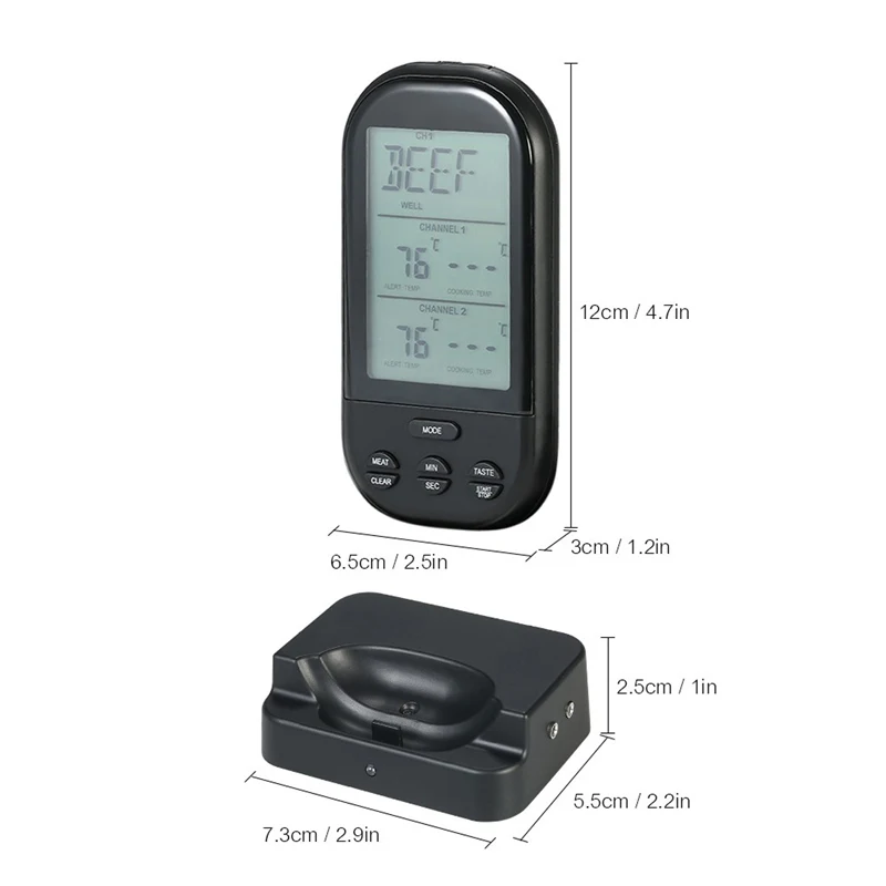 Digitale Trådløse Ovn Termometer, Kød, BBQ-Griller Fødevarer Dual Probe Køkken Termometer Madlavning Værktøjer Med Timer Alarm