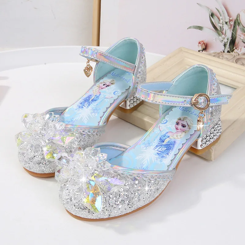 Disney piger høje hæle 2020 foråret nye børn crystal sko danse læder sko til små piger frosne elsa enkelt sko