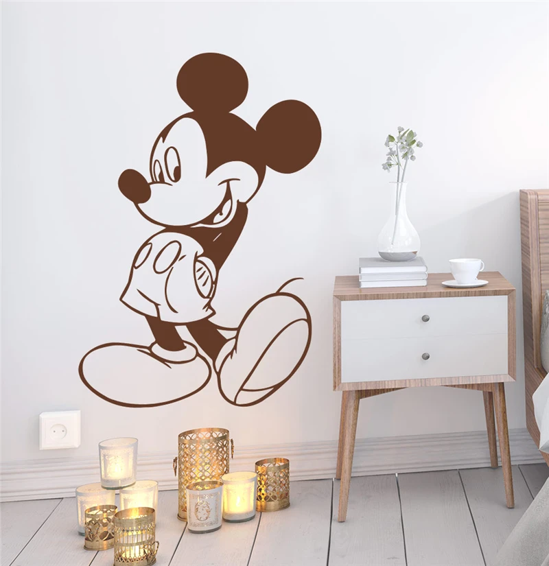 Disney Tegnefilm Mickey Mouse Wall Stickers Soveværelse Home Decor Tilbehør Disney Vægoverføringsbilleder Vinyl Vægmaleri Kunst Diy-Plakater