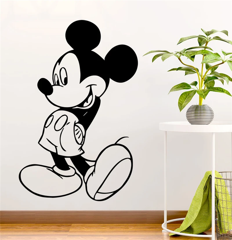 Disney Tegnefilm Mickey Mouse Wall Stickers Soveværelse Home Decor Tilbehør Disney Vægoverføringsbilleder Vinyl Vægmaleri Kunst Diy-Plakater