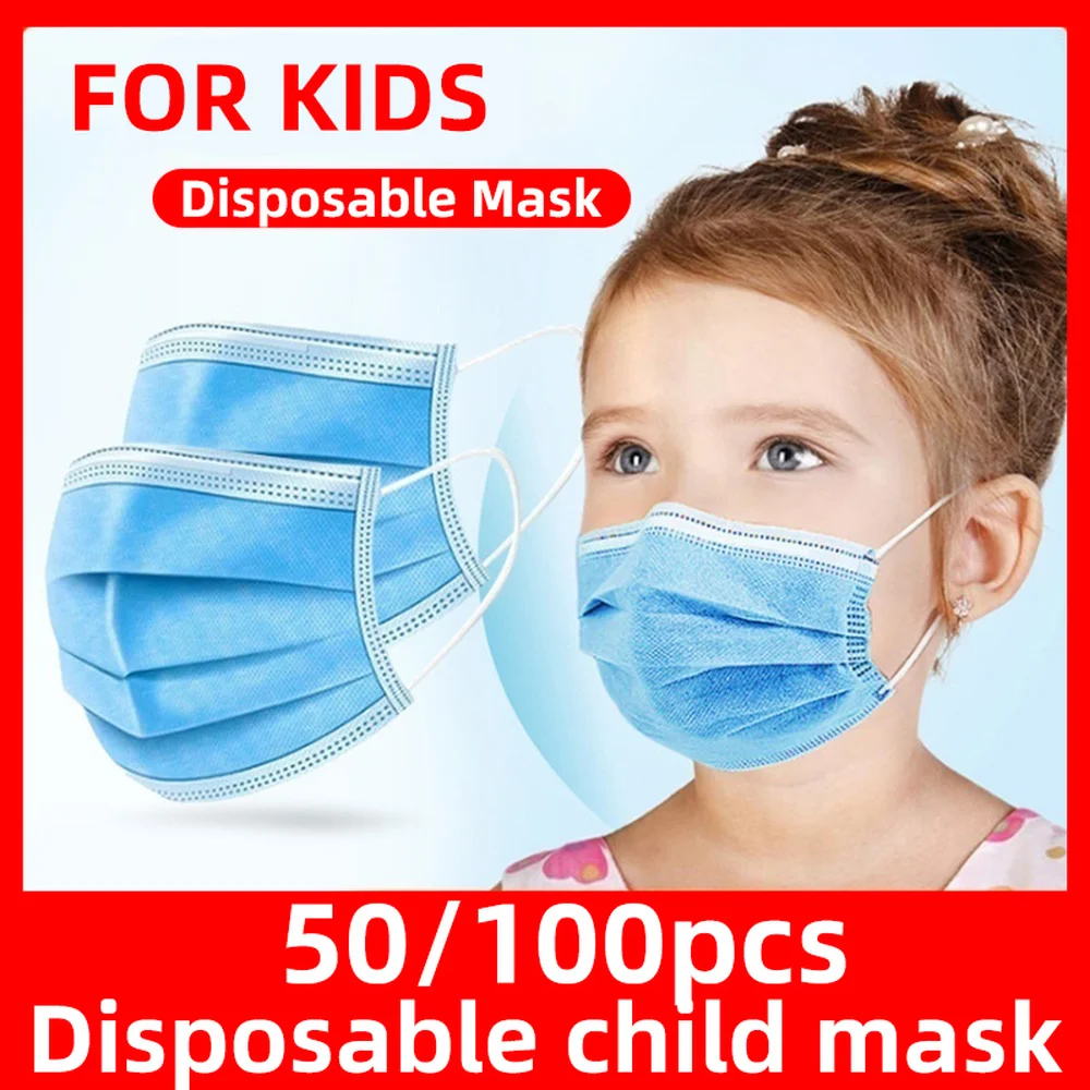 Disponibel børn ansigtsmaske Miljøvenlige barn Ansigtsværn Med Åndbar 3Ply ørebøjle mascarias Blå Masker Industrielle