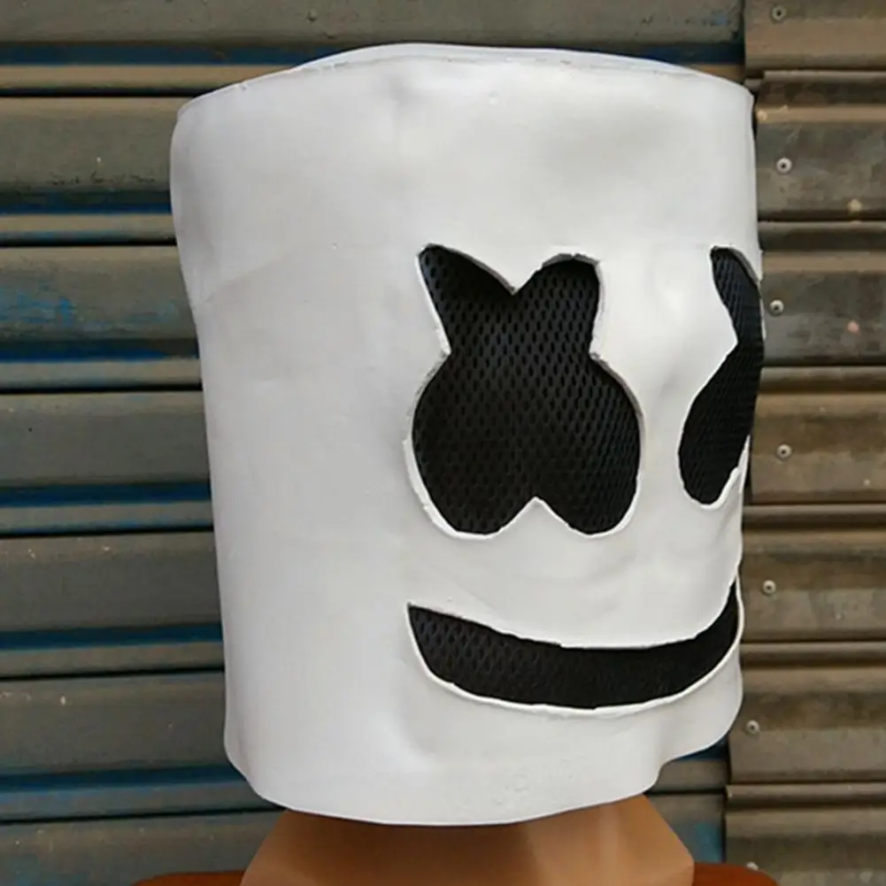 DJ LED Full Face Marshmello Maske Lysende Latex Maske Fest Prop Cosplay Lysende Skumfidus Hjelm Til Halloween Fest Dropship