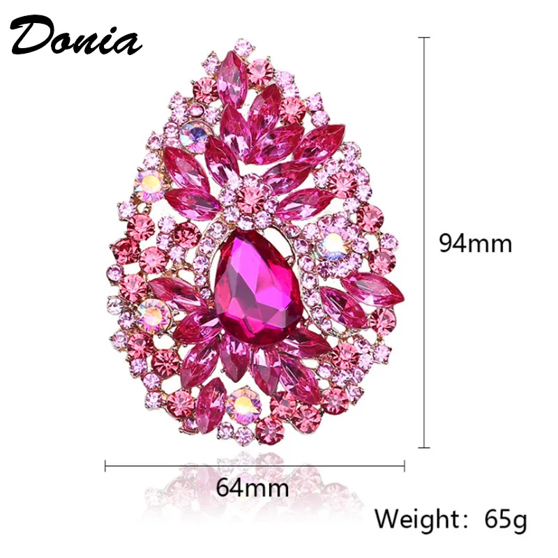 Donia smykker Mode hot broche farve glas broche stor krystal broche kvinders tøj, tilbehør seks-farve tørklæde pin-kode