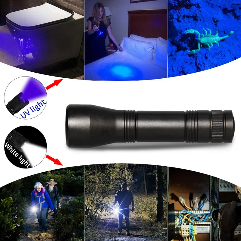 Dreamburgh 6000Lm UV-LED Lommelygte UV-Lys Torch 5 Tilstande Zoomable Udendørs Camping Kraftfulde linterna fakkel med 18650 Batteri
