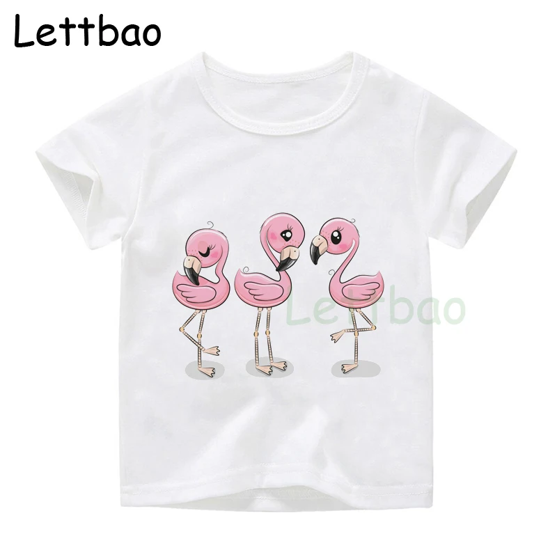 Drenge/Piger Søde Tegneserie Søde Flamingoer Trykt Sjove T-Shirts Børn Short Sleeve Tee Børn Casual Tøj