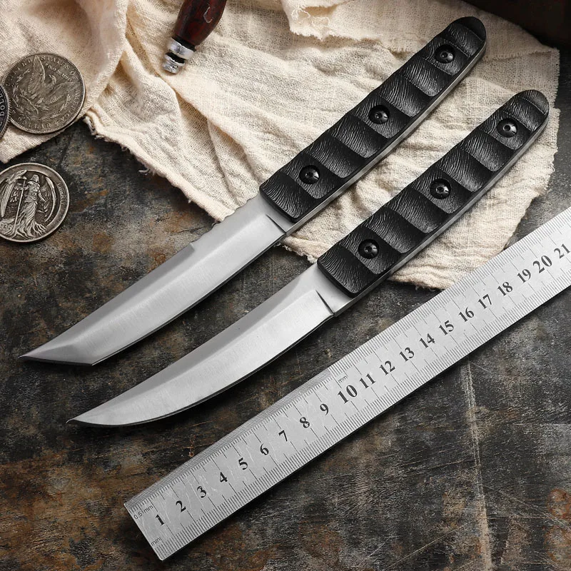 Dropship Samurai Foråret Stål Fixed Blade Knife Ebony Håndtere Jagt Kniv Udendørs Camping Kniv Hånd Værktøj Med Skede