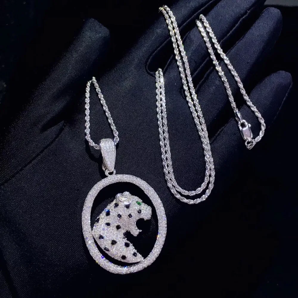 Dyr 925 sterling sølv med cubic zircon leopard vedhæng fint kvinder smykker gratis fragt cirkel blingbling høj kvalitet