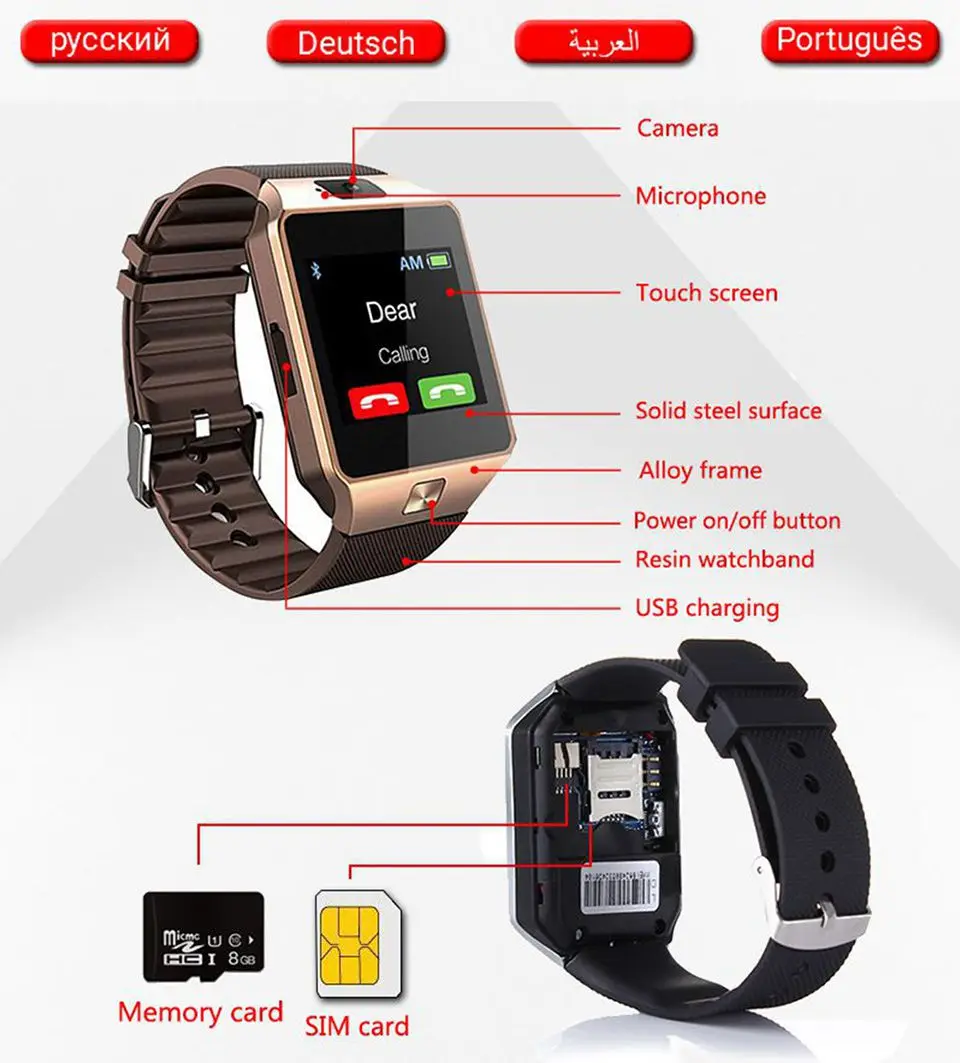 DZ09 Sport Bluetooth Smartwatch 2020 Hot Sælg Smart-Ure Støtte TF SIM-Kamera Mænd, Kvinder, Børn Armbåndsur, Android, IOS
