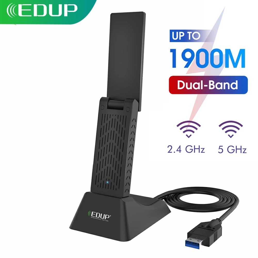 EDUP 1900Mbps USB-WiFi-Adapter Dual Band 2,4 Ghz/5 ghz-Long Range Modtager Trådløse netværkskort Til Bærbare Desktop