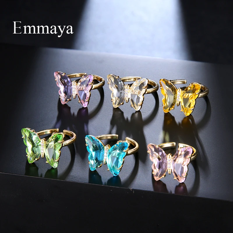Emmaya Fascinerende Butterfly Udseende Justerbar Ring Piger Smukke Dekoration Fashion Party Flerfarvet Valg Fancy Smykker