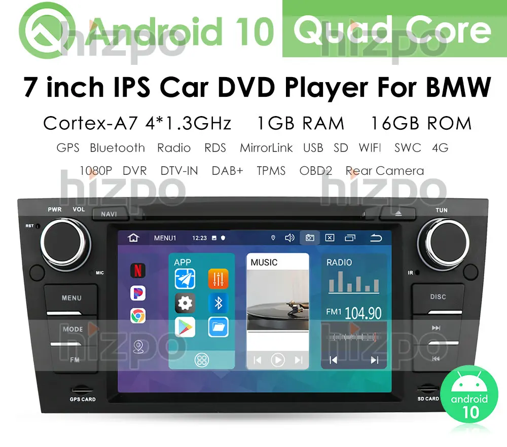 En DIN Android 10 Bil GPS Navigation Til BMW 3-Serie E90/E91/E92/E93 mms-Bil-Radio, Bluetooth Video Auto Radio Stereo 4G