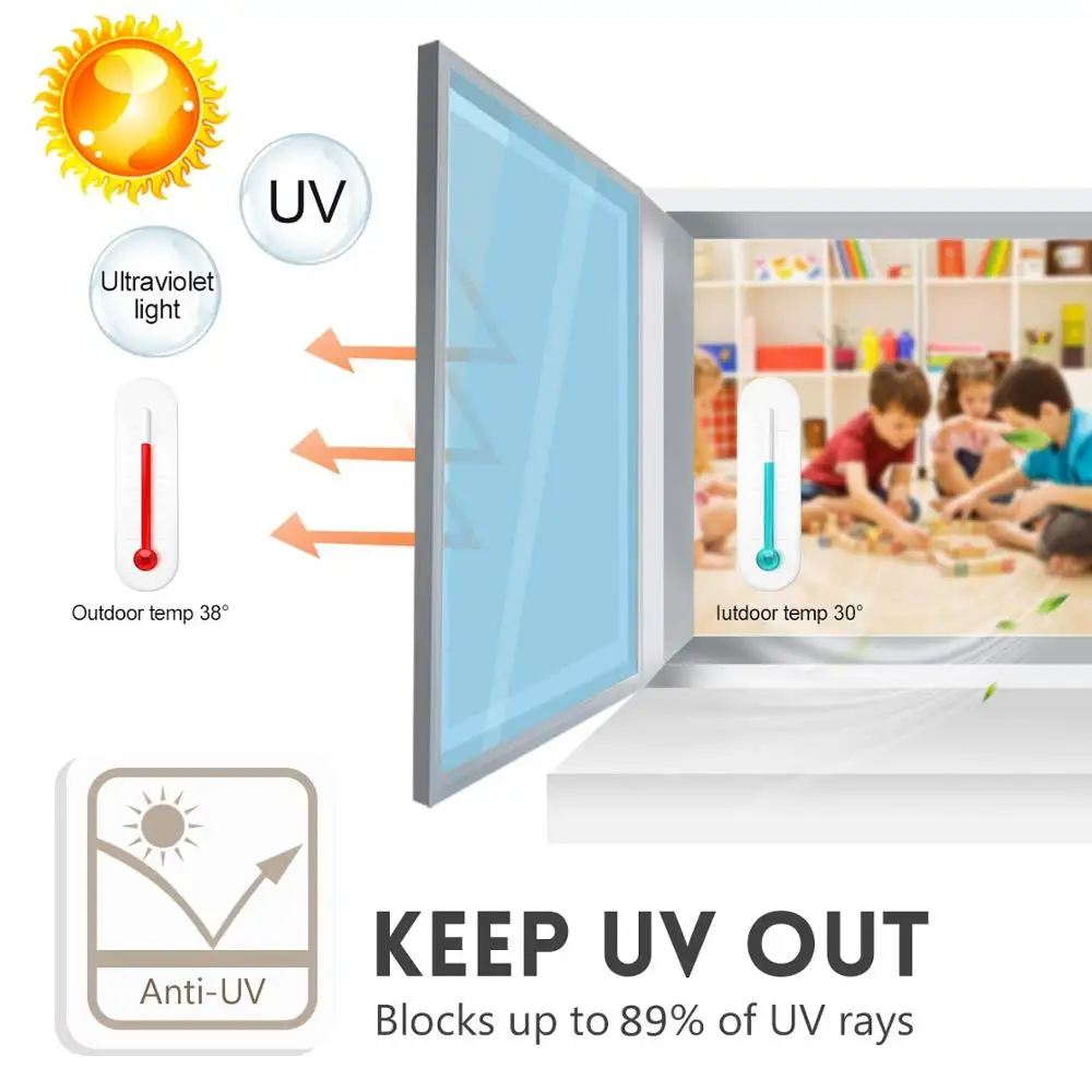 En Måde Spejl Vinduet Film, Varme Kontrol Anti UV-Glas Farve Reflekterende til glasdør Hjem Kontor i Dagtimerne Solen Blokering af Klistermærker