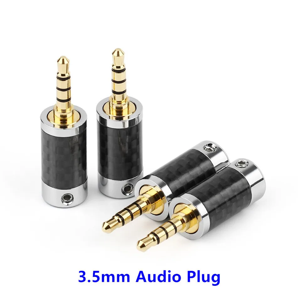 Engros 3.5 Jack Audio Plug Stik, 4 Poler Carbon Fiber Forgyldt 3,5 mm Hovedtelefon Stik 6.2 mm Indvendig Diameter 40mm Længde
