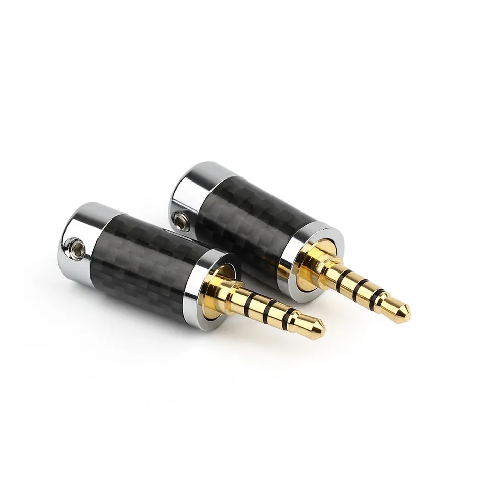 Engros 3.5 Jack Audio Plug Stik, 4 Poler Carbon Fiber Forgyldt 3,5 mm Hovedtelefon Stik 6.2 mm Indvendig Diameter 40mm Længde
