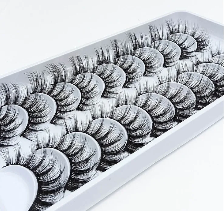 Engros NYE 10Pairs 3D Faux Mink Naturlige Øjenvipper Falske Øjenvipper Mink-Vipper, Blød Eyelash Extension Makeup Kit Cilios