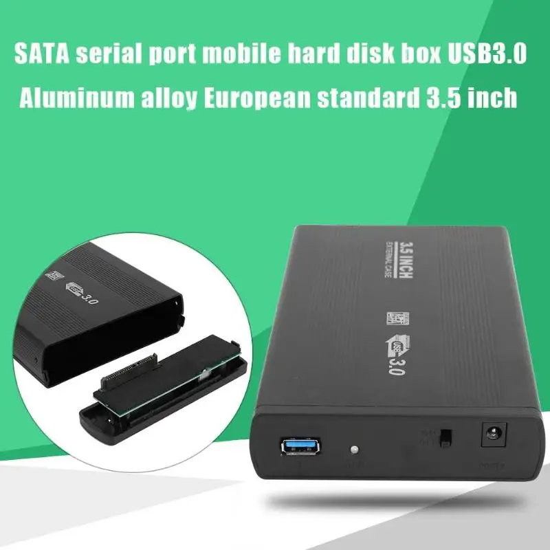 EU Stik 3,5 tommer 5Gbps Harddisk Tilfælde SATA til USB3.0-Adapter Ekstern HARDDISK Kabinet med USB-Kabel til PC-Computer-Bærbar computer