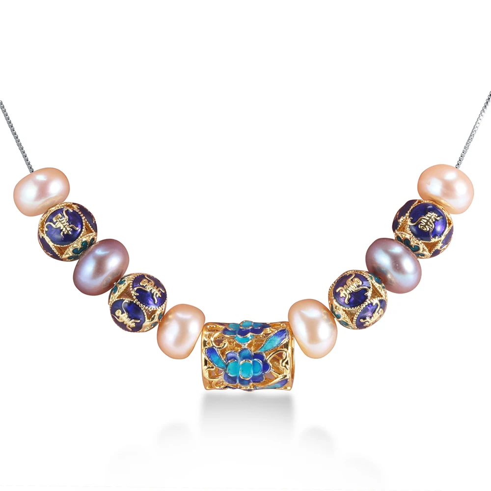 Europæisk Stil naturlige perle halskæde til kvinder AAAA høj kvalitet perle smykker Nye Blå accessaries med sølv kæde 45cm
