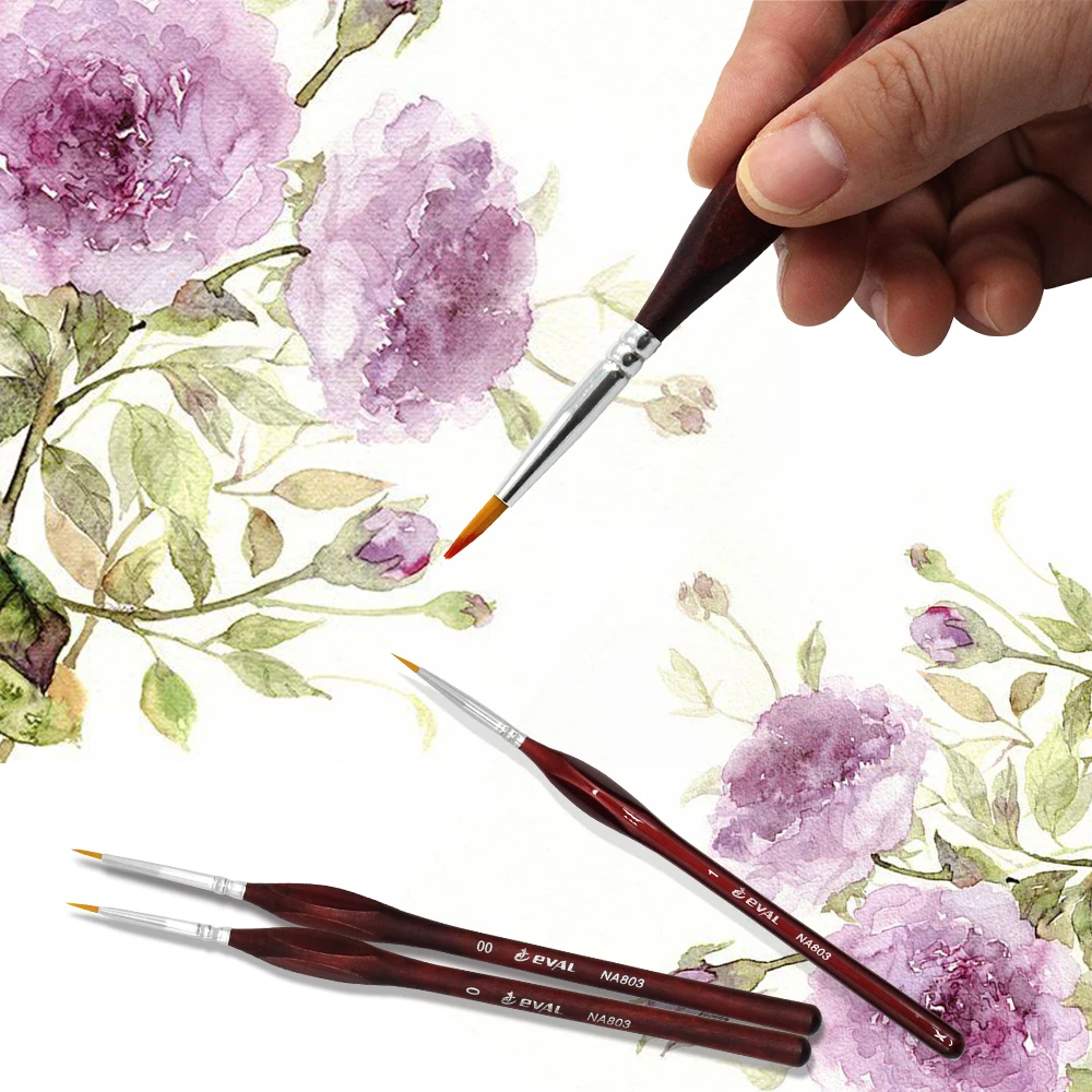 Eval 7pcs Detaljer Nail Paint Brush Sæt til Miniature Akryl Negle Blomst Kunst Maleri Børster Tegning Liner Pen Nail Beauty Værktøjer