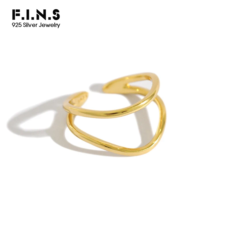 F. I. N. S Minimalistiske Dobbelt Linje koreanske S925 Sterling Sølv Ringe for Kvinder INS Glat Kvindelige Ring Lagdeling Sølv Ring 925