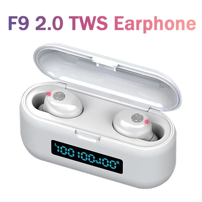 F9 2.0 TWS Trådløse Bluetooth-5.0 Øretelefoner LED 9D Musik i Stereo Øretelefoner Vandtæt Sport In-Ear Hovedtelefoner Til Smart Phone