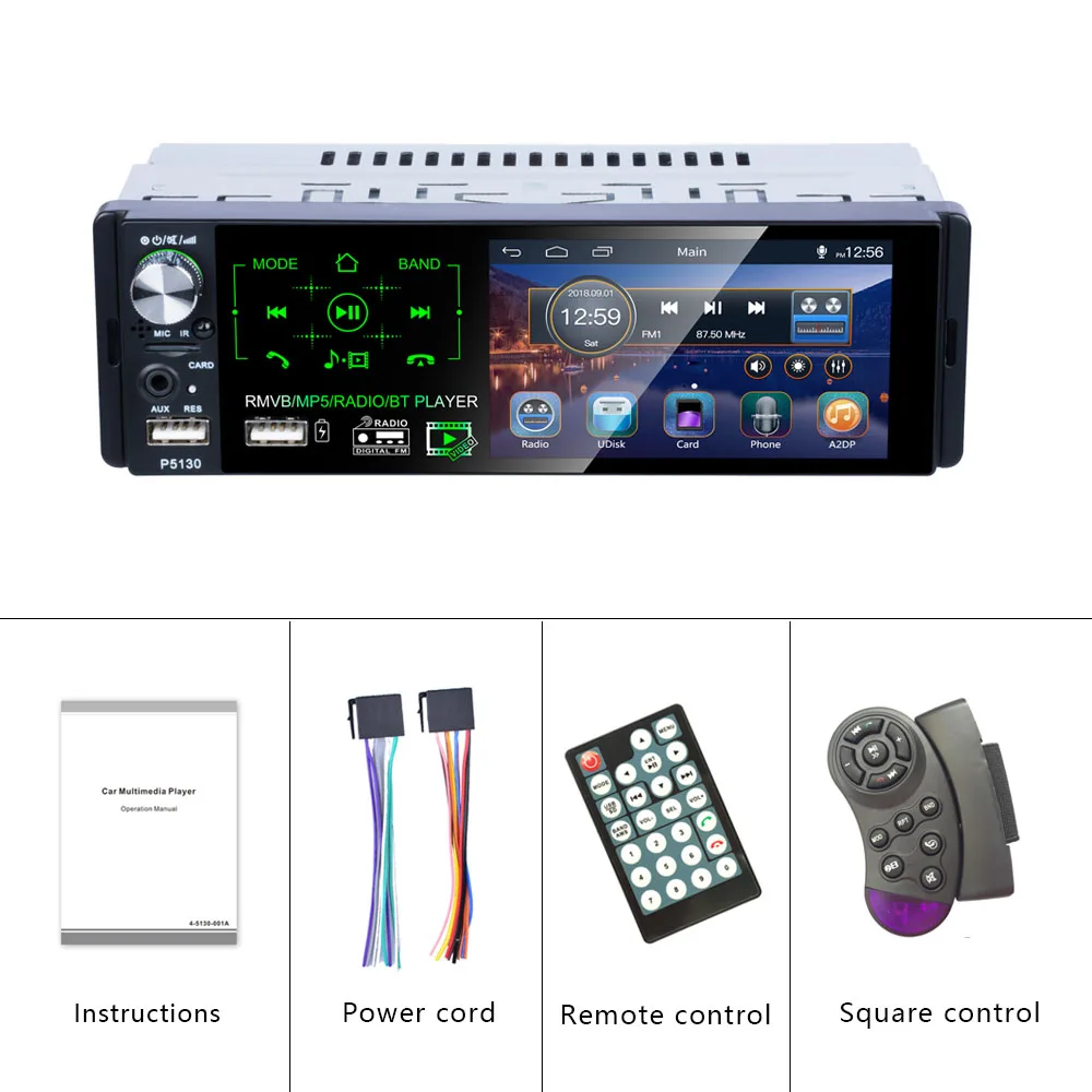 Fabrikken p5130 12V 1Din Bil Multimedia Afspiller 4,1 tommer Touch Screen Bil MP5 video-Afspiller RDS Auto Radio Bluetooth SWC fjernere